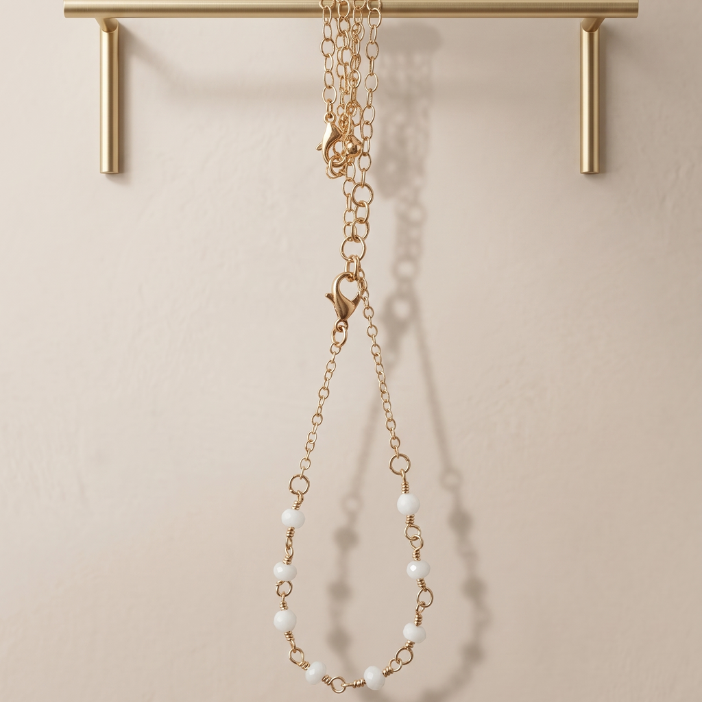 Ethereal Moonstone Beaded Chain Bracelet – 18K Gold Plated Anti-Tarnish Jewelry