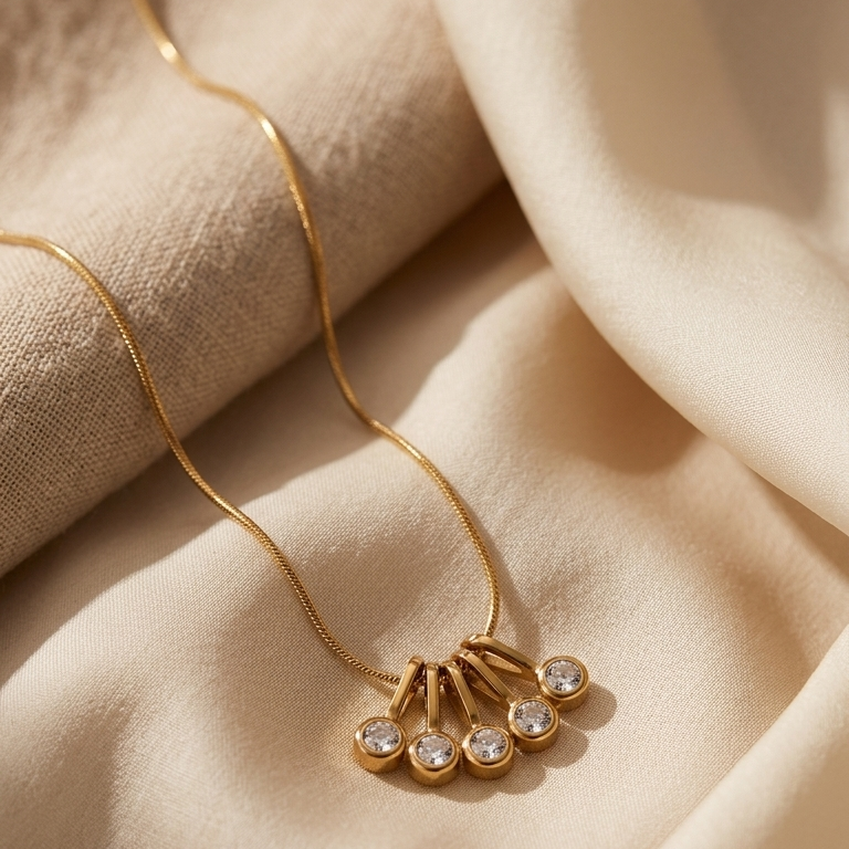 Gold Charm Pendant Necklace | Anti Tarnish Stainless Steel | Waterproof | Skin Friendly | Minimal Daily Wear Jewellery | Rakhi Gift for Sister