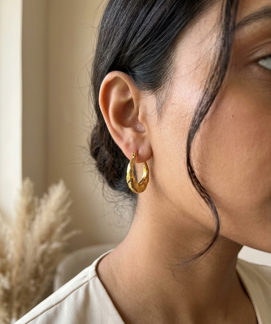The Emerald Empress Marquise Hoops – 18K Gold Plated Stainless Steel Anti-Tarnish Earrings