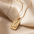 Celestial Tarot Card Anti-Tarnish Necklace – Gold Moon & Stars Medallion