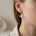 Gold Butterfly Huggie Hoop Earrings - 14k Gold Plated Textured Dangle Drop Charm Hoops