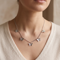 Silver Flutter Charm Necklace – Multi-Butterfly Dainty Chain