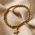 Celestial Star Gold Beaded Bracelet | Minimalist High-Shine Stretch Jewelry
