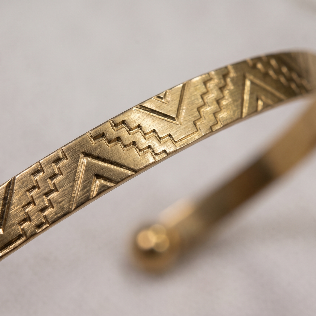 Nomad Geometric Engraved Open Cuff Bracelet