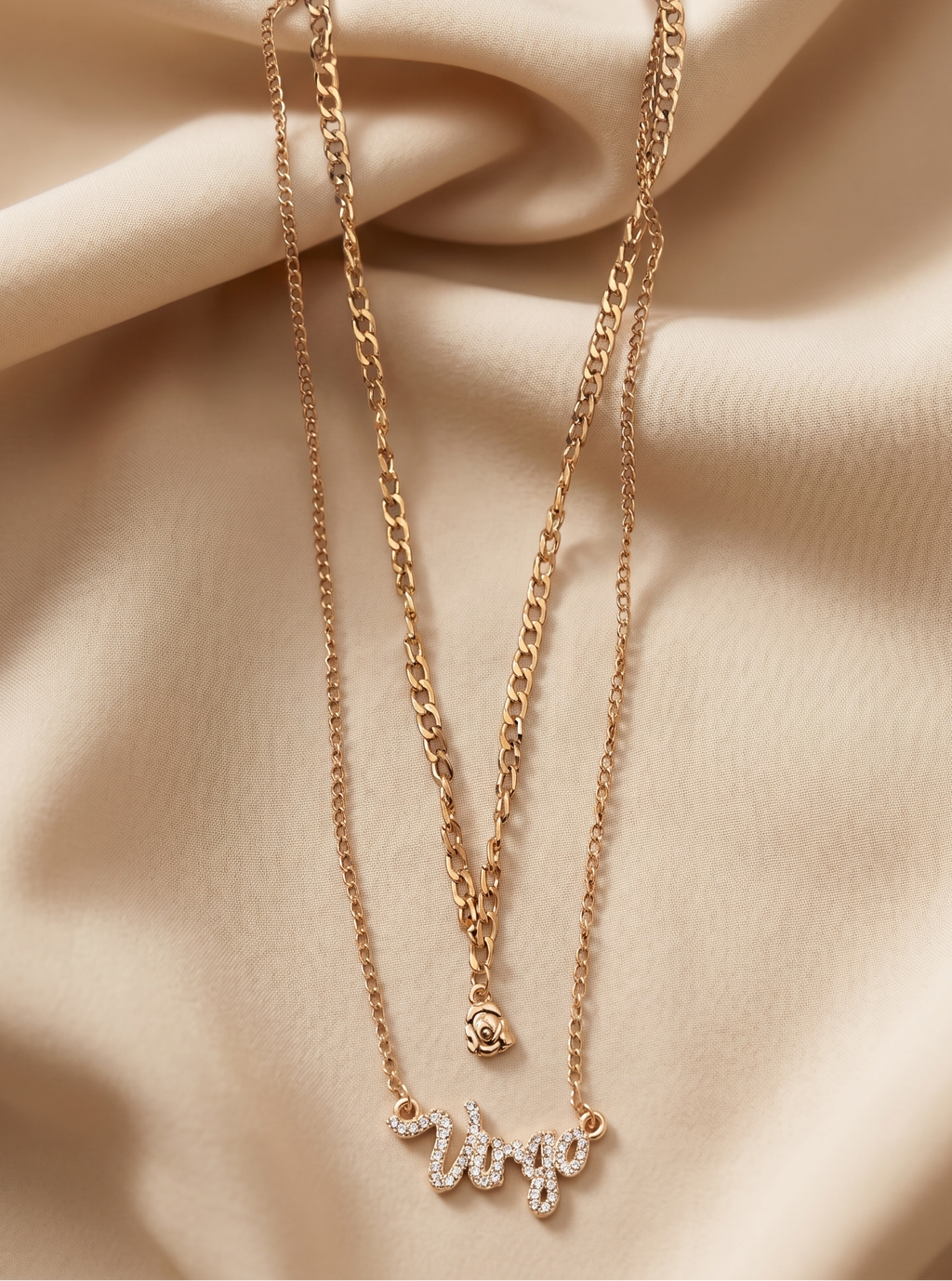 Double-Layered Anti-Tarnish Zodiac Necklace – Personalized Script Pendant Set
