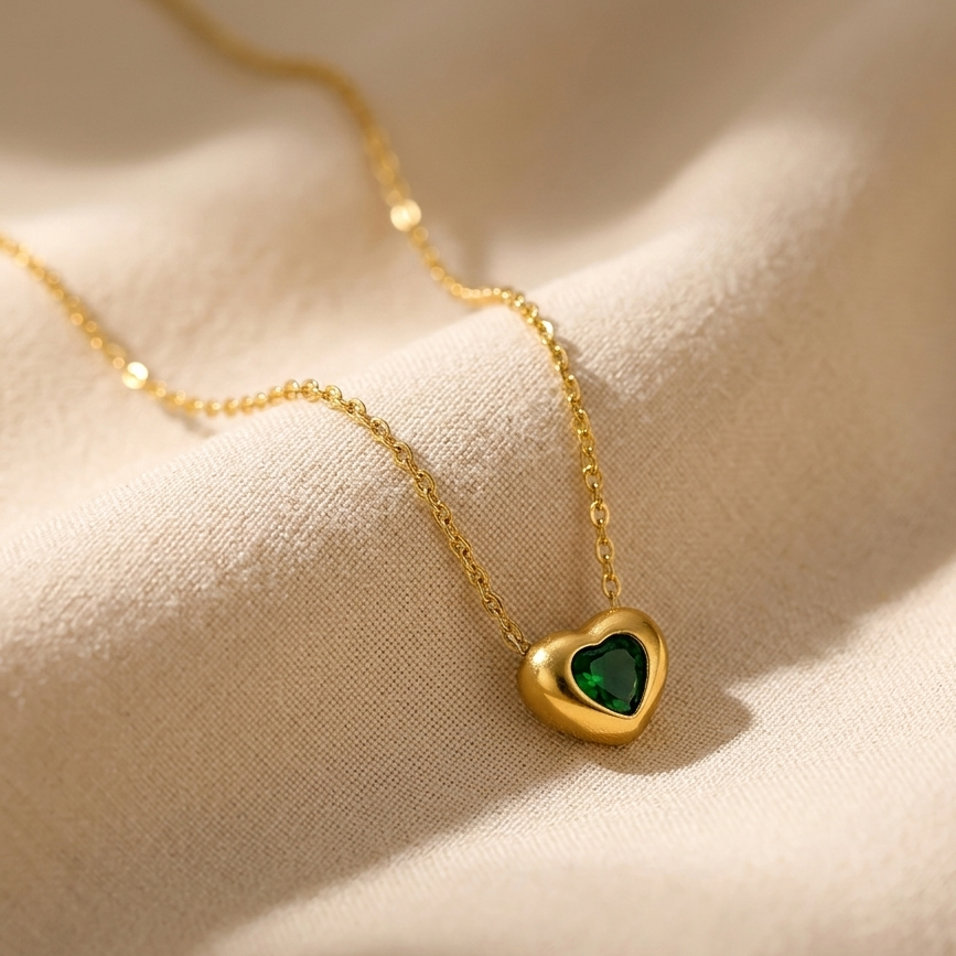18k Gold Plated Blush Heart Necklace For Womens - Gift for Girls & Women | Waterproof & Anti-Tarnish Demifine Jewellery, Stylish and Trendy Necklace for Ladies || Rakhi Gift for Sister