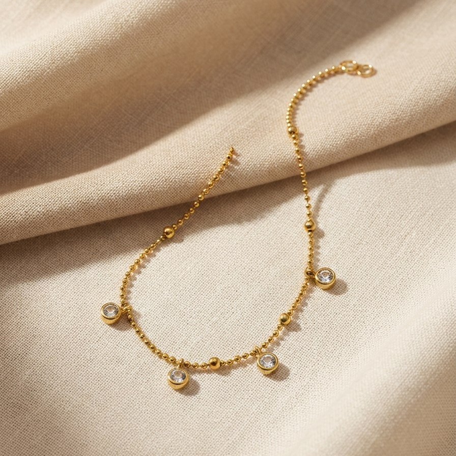 Luminous Glow Gold Charm Anklet || Rakhi Gift for Sister