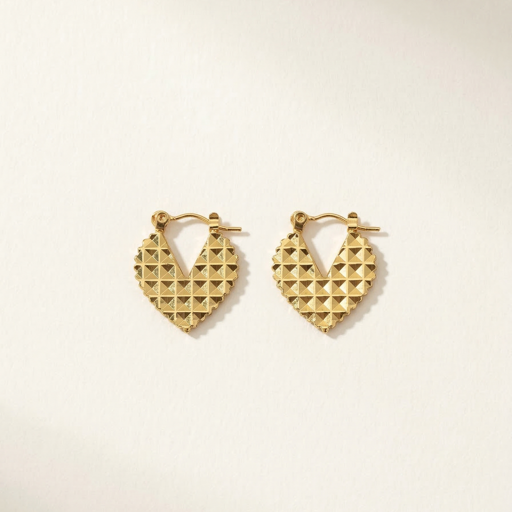 The Prism Heart Hoops – 18K Gold Plated Stainless Steel Anti-Tarnish Earrings