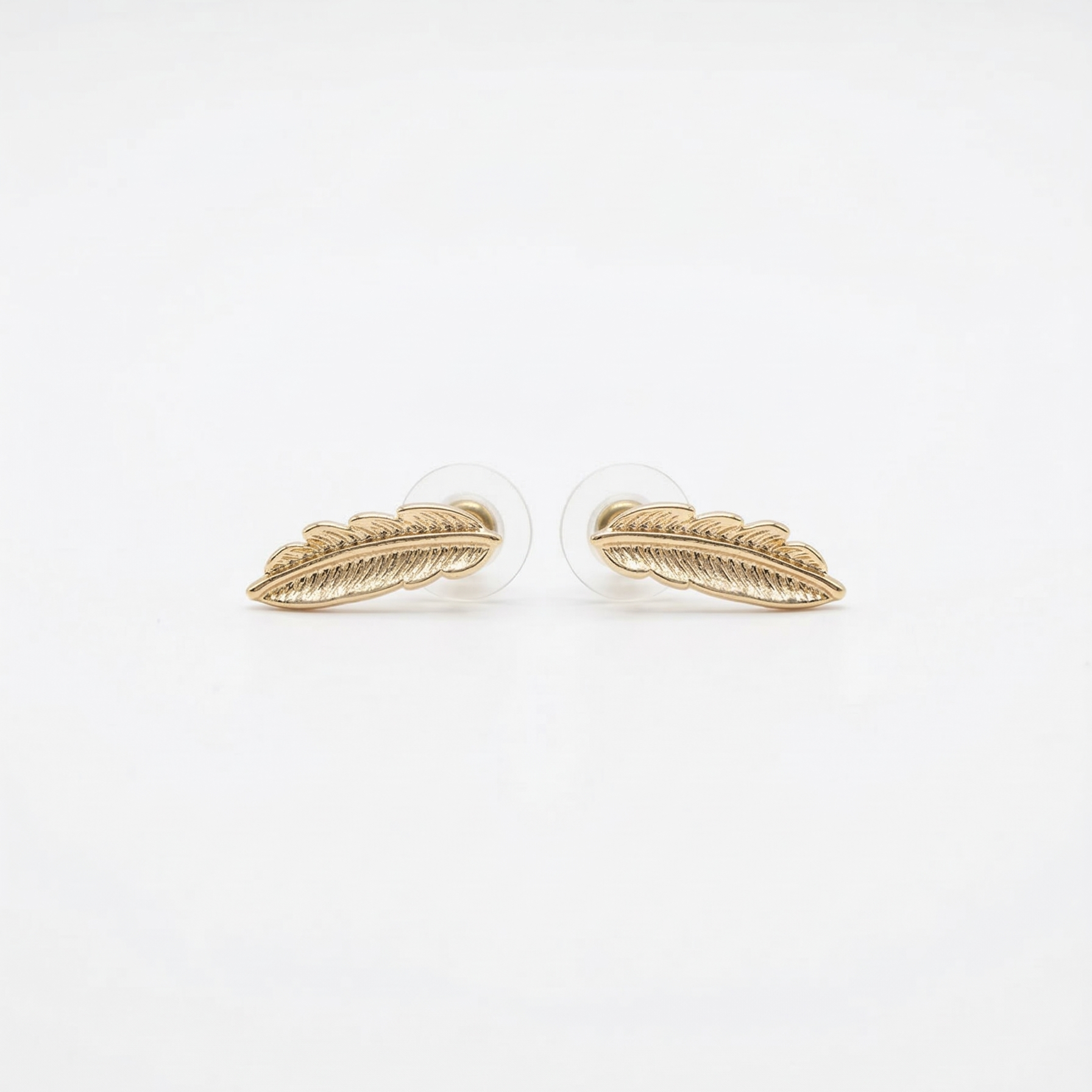 The Pluma Leaf Studs – Champagne Gold Finished Brass Earrings