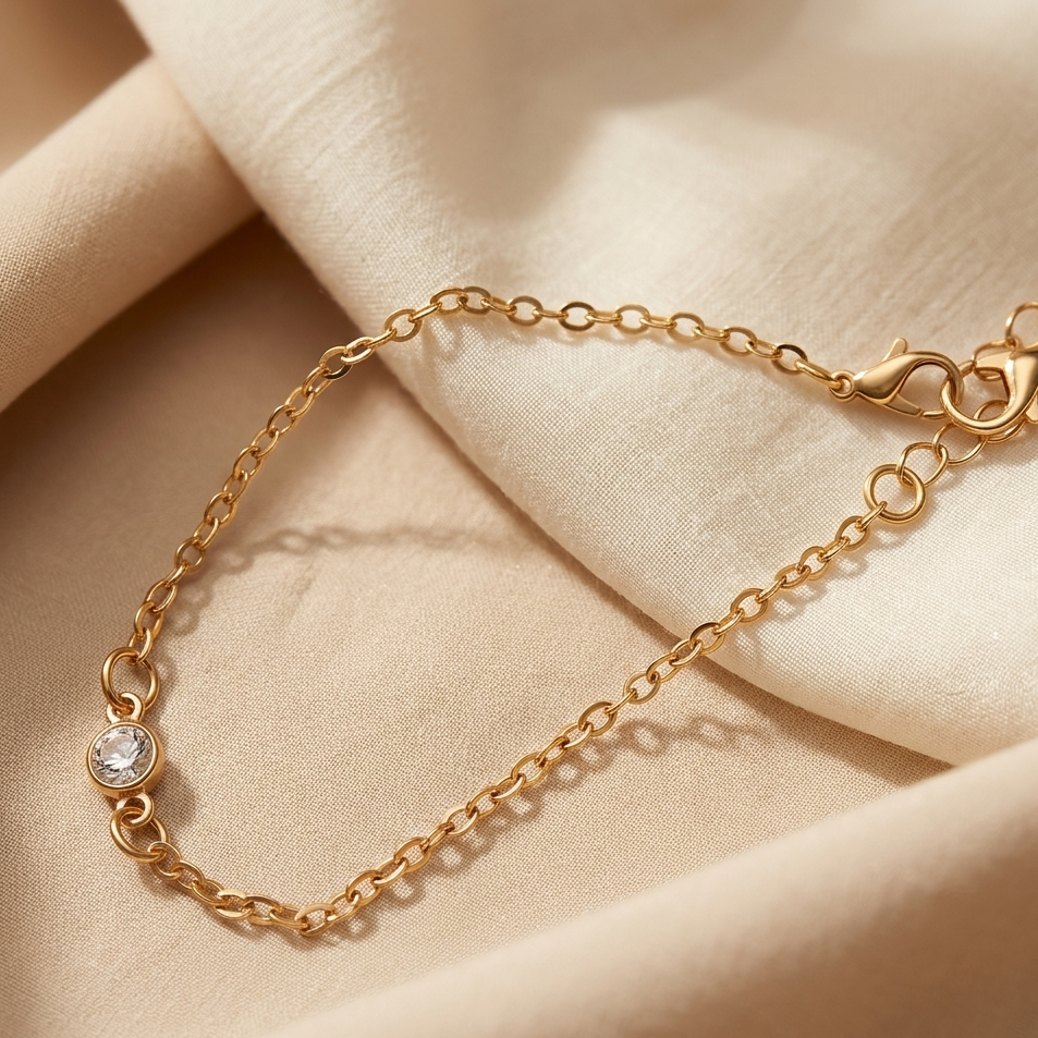 Minimalist Gold-Plated Solitaire Crystal Bracelet | Delicate Everyday Jewelry