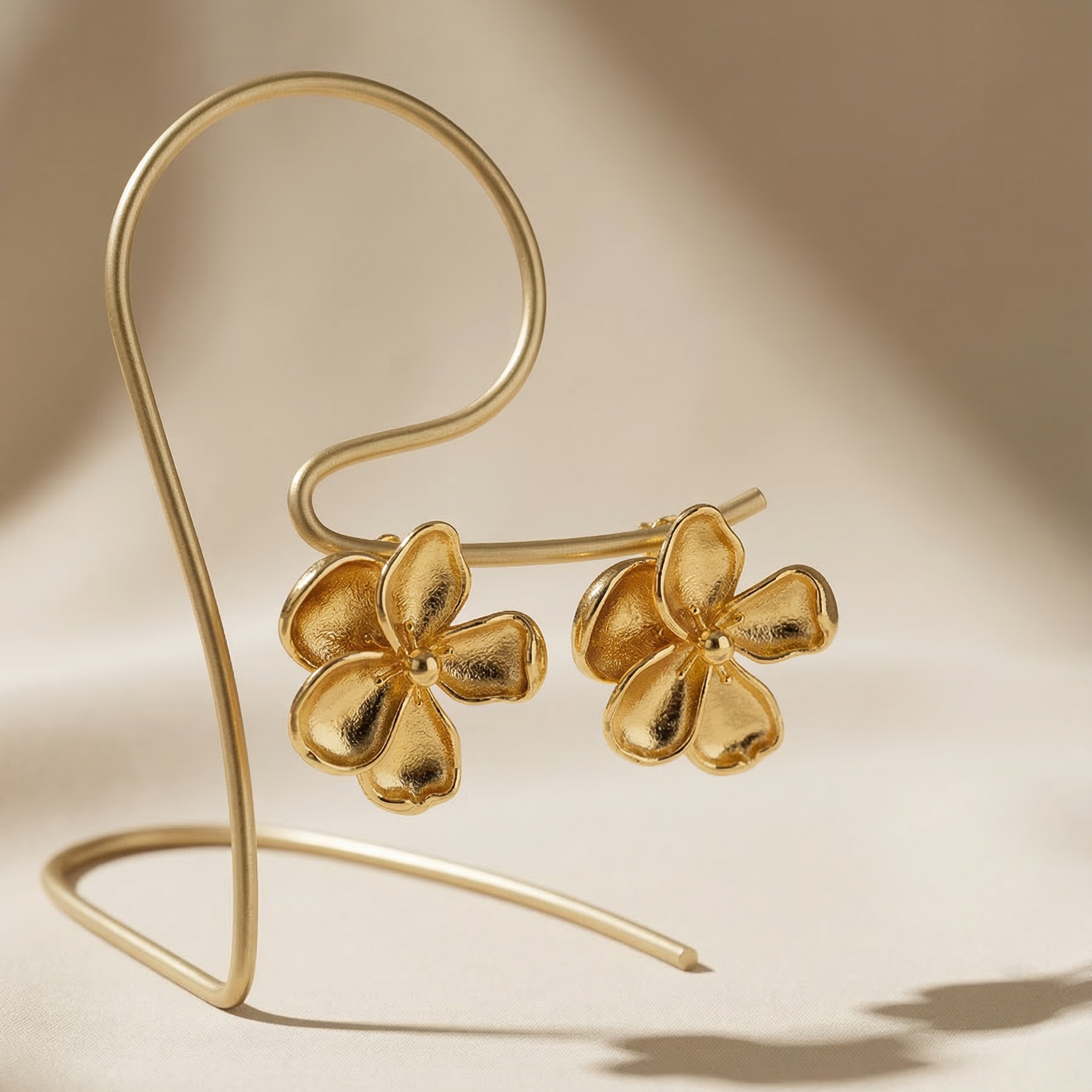 The Flora Molten Petal Studs – Handcrafted Brass Oversized Statement Earrings