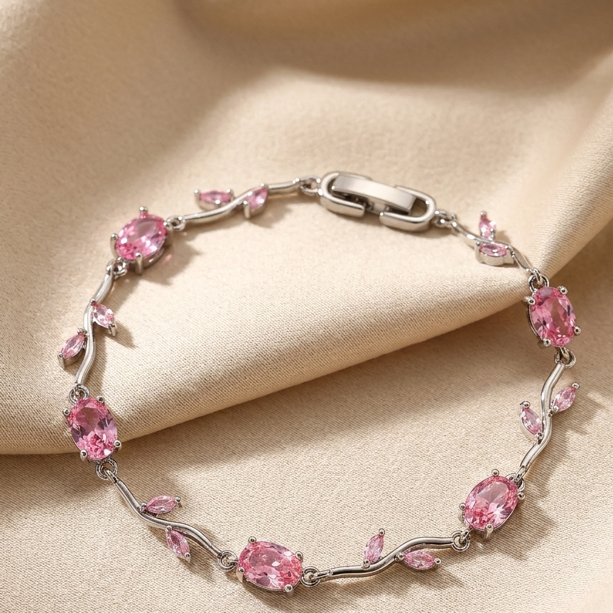 Trending Tulip Bracelet for Women & Girls | Stylish Crystal Floral Bracelet | Romantic Gift Jewellery Lobster Clasp || Rakhi Gift for Sister