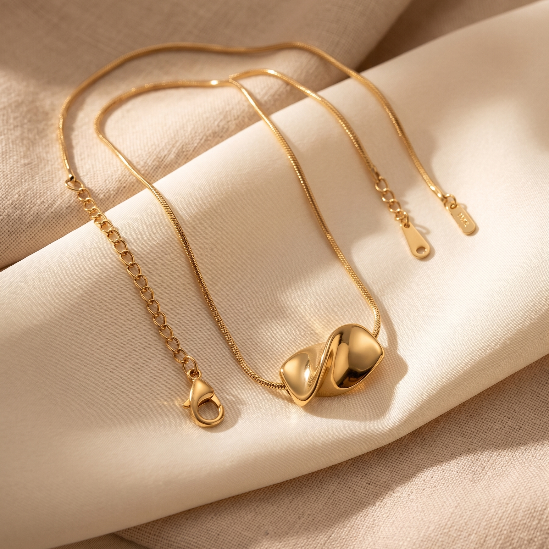 Infinite Twist Anti-Tarnish Sculptural Pendant Necklace