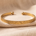 Nomad Geometric Engraved Open Cuff Bracelet