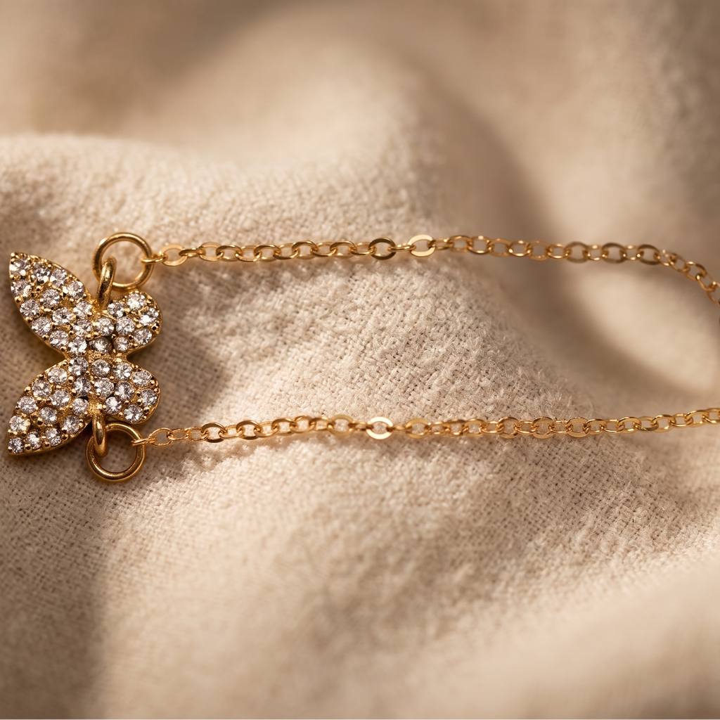 Whimsical Butterfly Charm Bracelet – 18K Gold Plated Chain