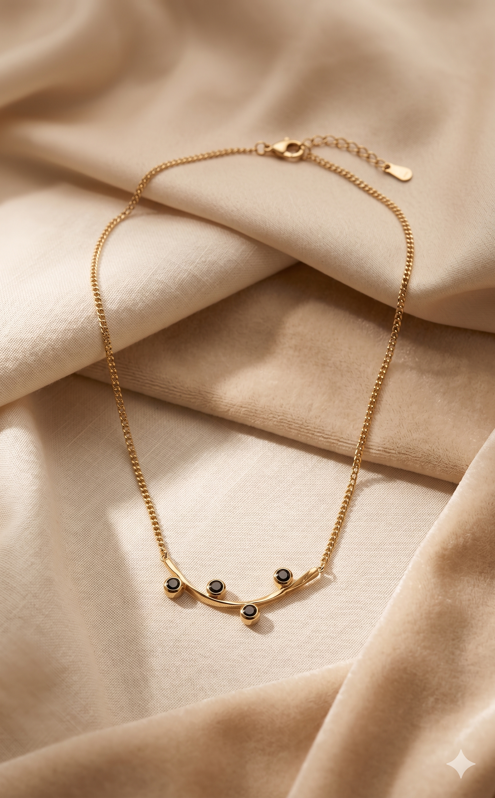 The Celestial Curved Bar Necklace – 18K Gold Plated Anti-Tarnish Crystal Pendant
