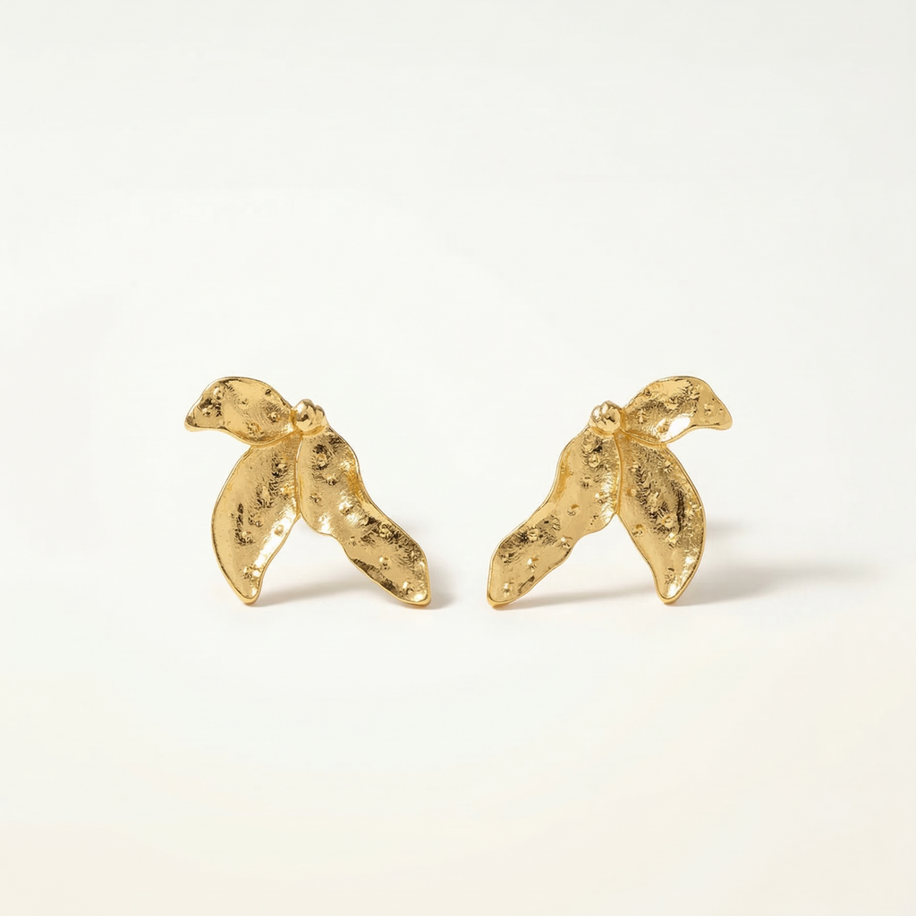 The Aura Sculptural Teardrop Studs – Handcrafted Solid Brass Statement Earrings
