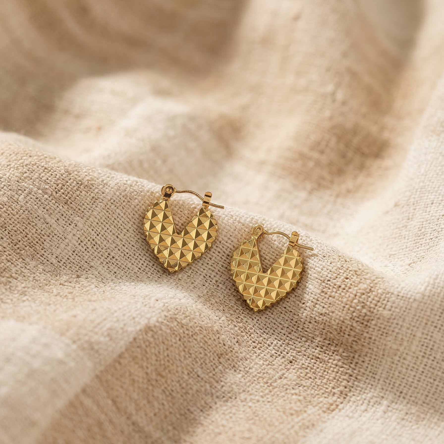 The Prism Heart Hoops – 18K Gold Plated Stainless Steel Anti-Tarnish Earrings