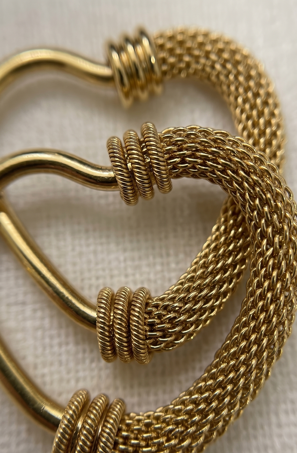 The Mesh Heart Hoops – Anti-Tarnish Gold Plated Woven Statement Earrings
