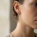 Vintage Brass Snake Dangle Earrings – Raw Serpentine Drop Earrings