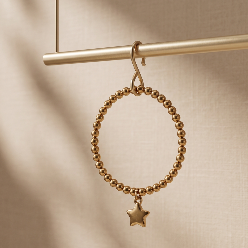 Celestial Star Gold Beaded Bracelet | Minimalist High-Shine Stretch Jewelry