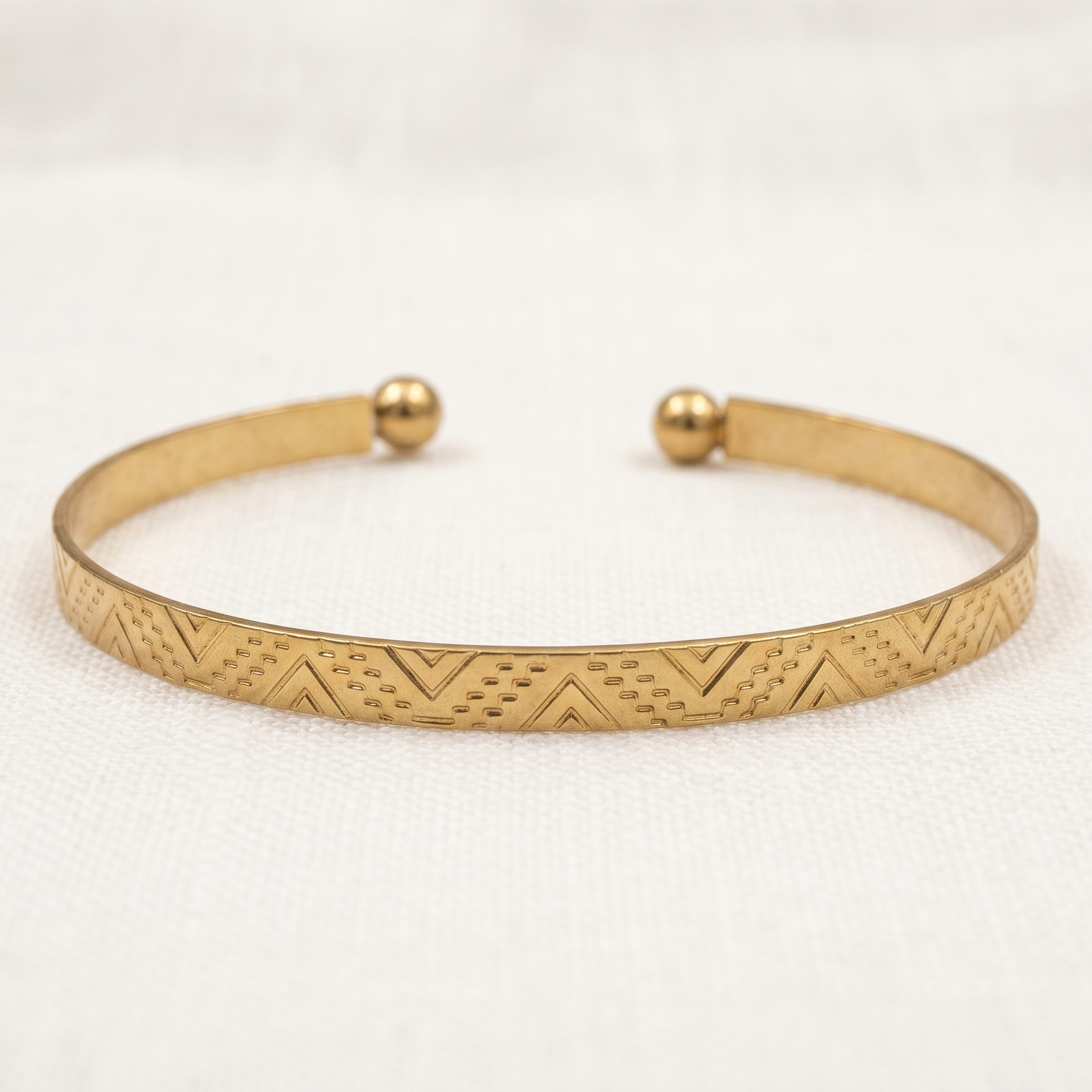 Nomad Geometric Engraved Open Cuff Bracelet