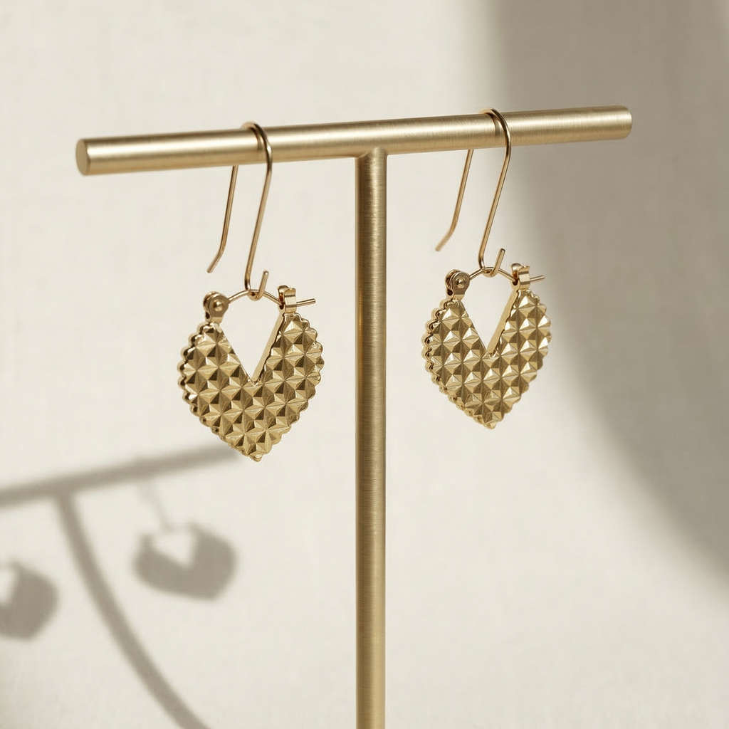 The Prism Heart Hoops – 18K Gold Plated Stainless Steel Anti-Tarnish Earrings