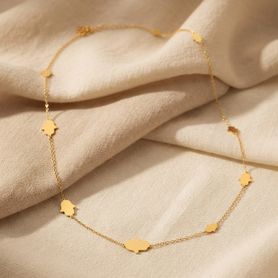 18K Gold Plated Hamsa Hand Waist Chain | Anti-Tarnish Delicate Belly Chain || Rakhi Gift for Sister