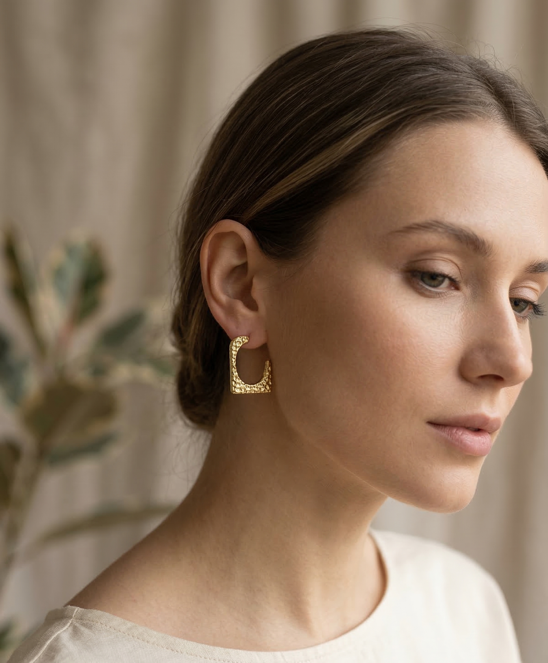 The Nova Embossed Star Hoops – 18K Gold Plated Stainless Steel Anti-Tarnish Earrings