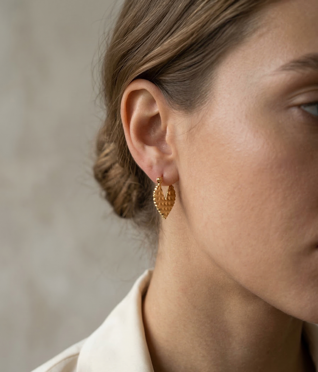 The Prism Heart Hoops – 18K Gold Plated Stainless Steel Anti-Tarnish Earrings
