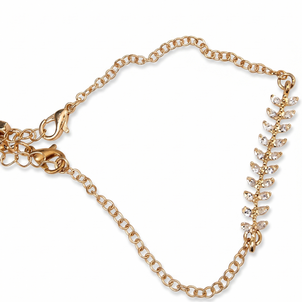 Gold chain necklace with a clasp on a white background