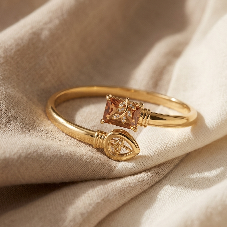 Ethereal Amber Harvest Bypass Cuff – Free Size