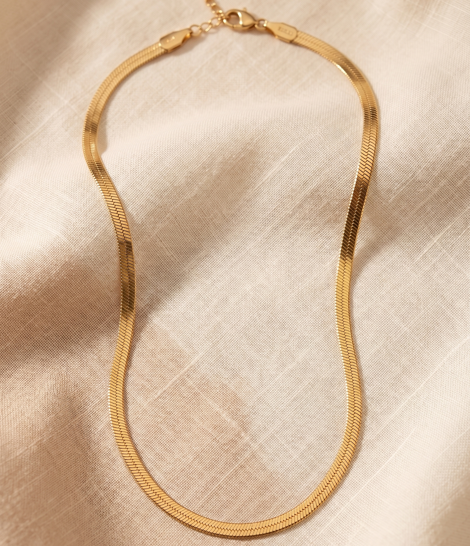 Signature Anti-Tarnish Herringbone Chain | 18K Gold Plated Waterproof Snake Chain Necklace