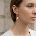 Dainty Pearl Hoop Earrings - 14k Gold Plated Delicate Floating Freshwater Pearl Wire Hoops