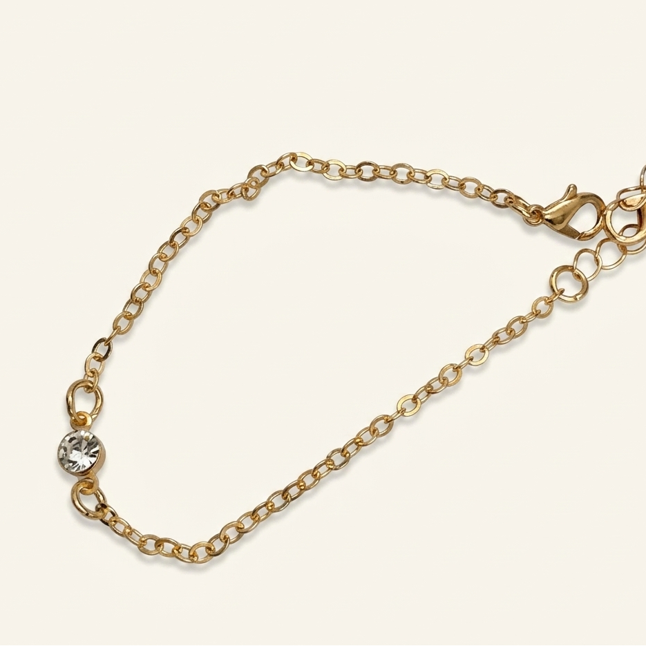 Minimalist Gold-Plated Solitaire Crystal Bracelet | Delicate Everyday Jewelry