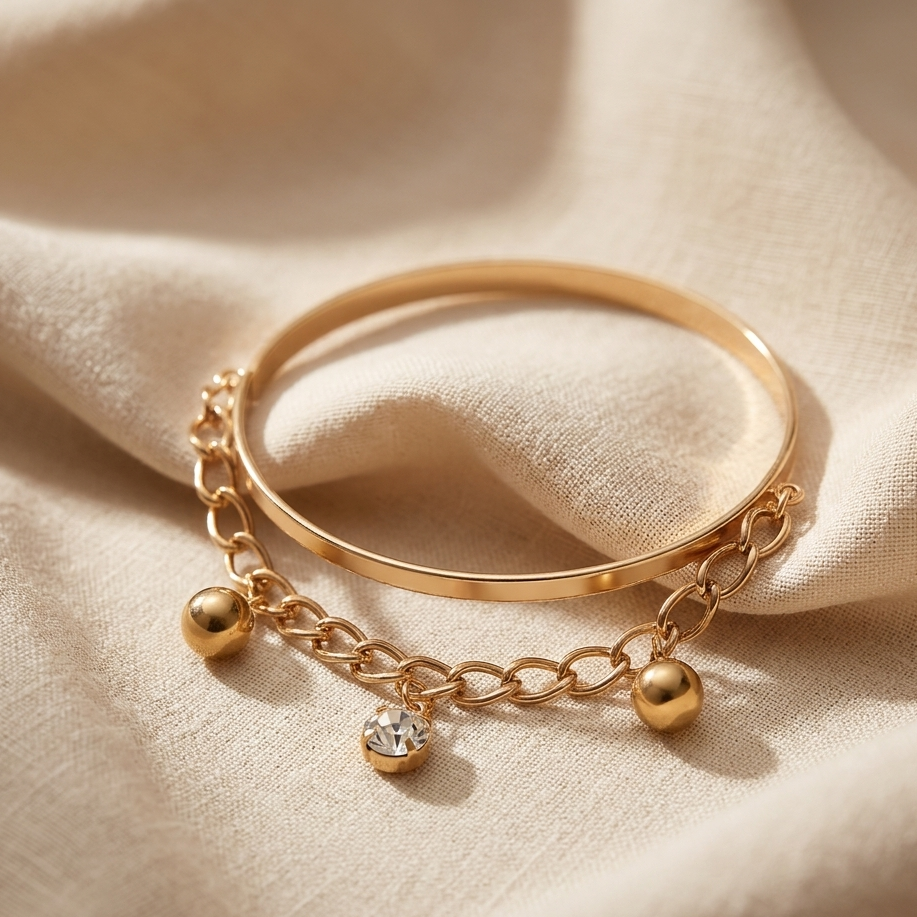 Draped Charm Fusion Bangle – Free Size