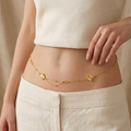 Dainty 18K Gold Plated Clover Belly Chain | Minimalist Waist Chain Jewelry || Rakhi Gift for Sister