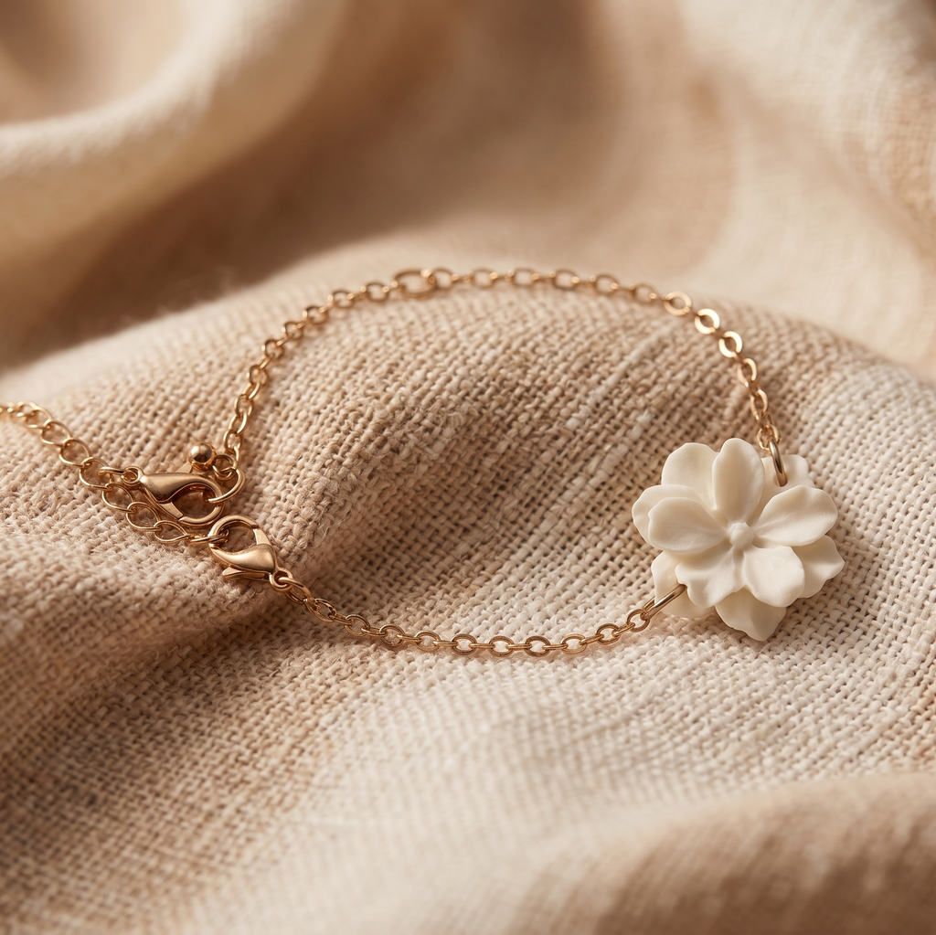 Delicate Floral Blossom Charm Bracelet – 18K Gold Plated Anti-Tarnish Jewelry