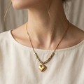 Dainty Heart & Geometric Cube Anti-Tarnish Necklace