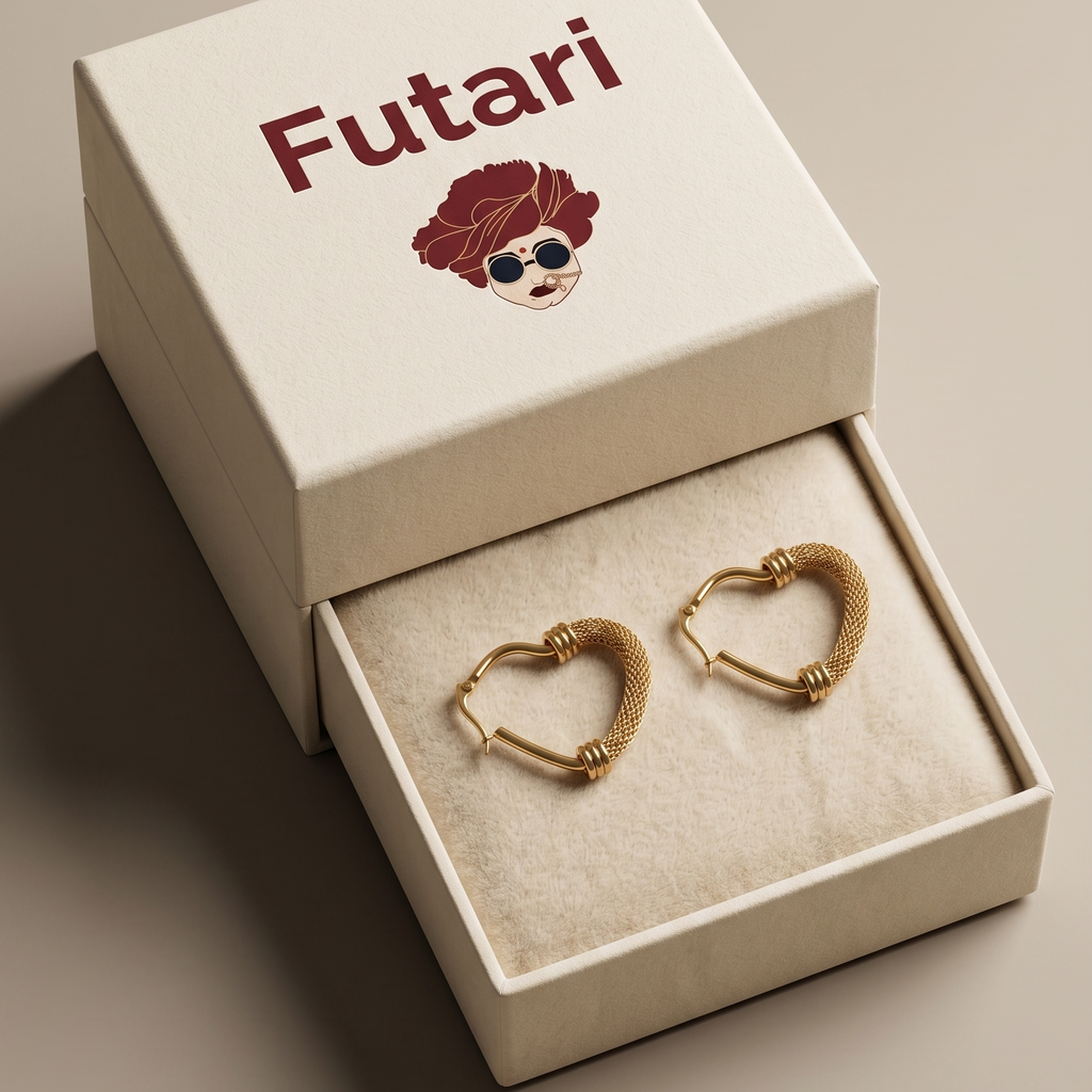 The Mesh Heart Hoops – Anti-Tarnish Gold Plated Woven Statement Earrings