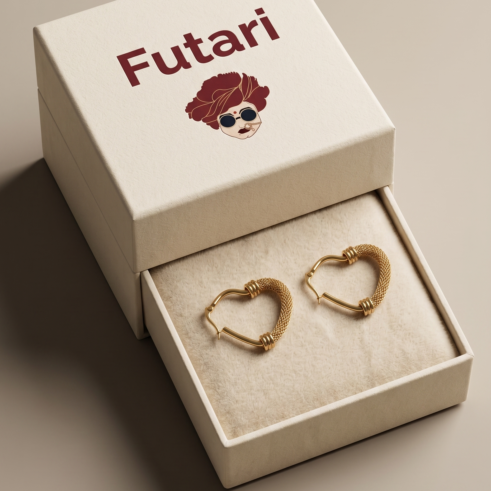 The Mesh Heart Hoops – Anti-Tarnish Gold Plated Woven Statement Earrings