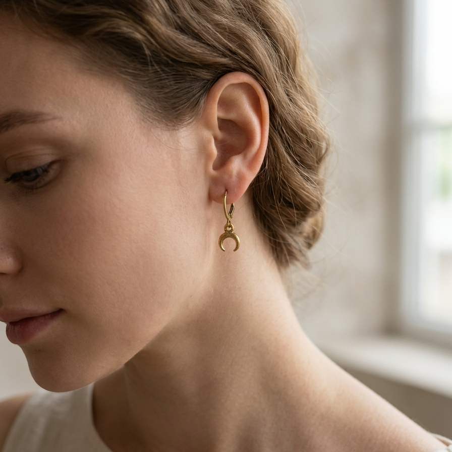 Luna Minimalist Crescent Dangle Earrings – Gold Plated & Anti-Tarnish
