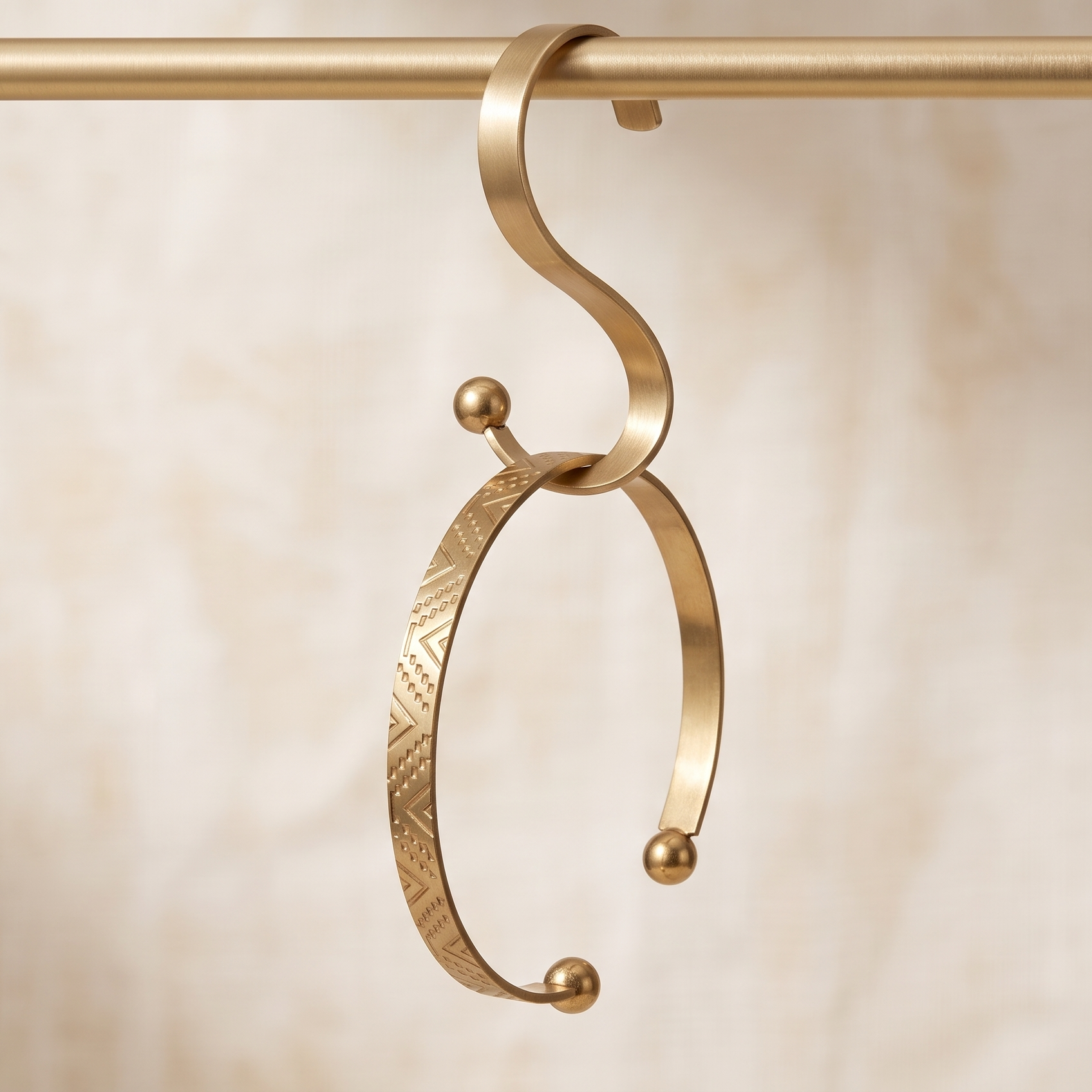 Nomad Geometric Engraved Open Cuff Bracelet