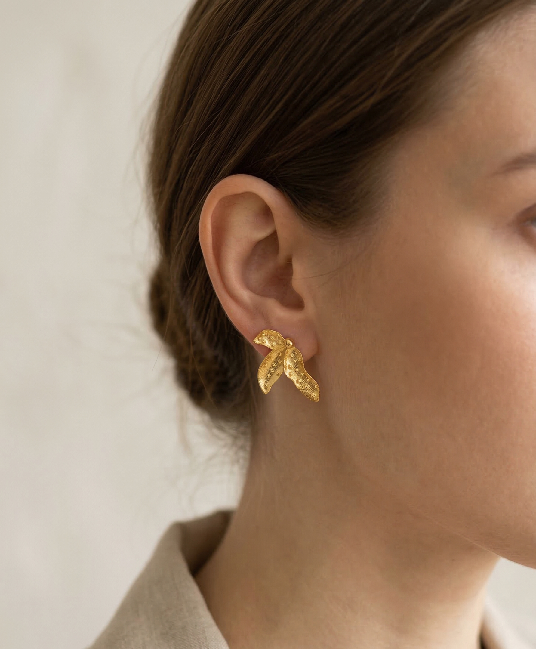 The Aura Sculptural Teardrop Studs – Handcrafted Solid Brass Statement Earrings