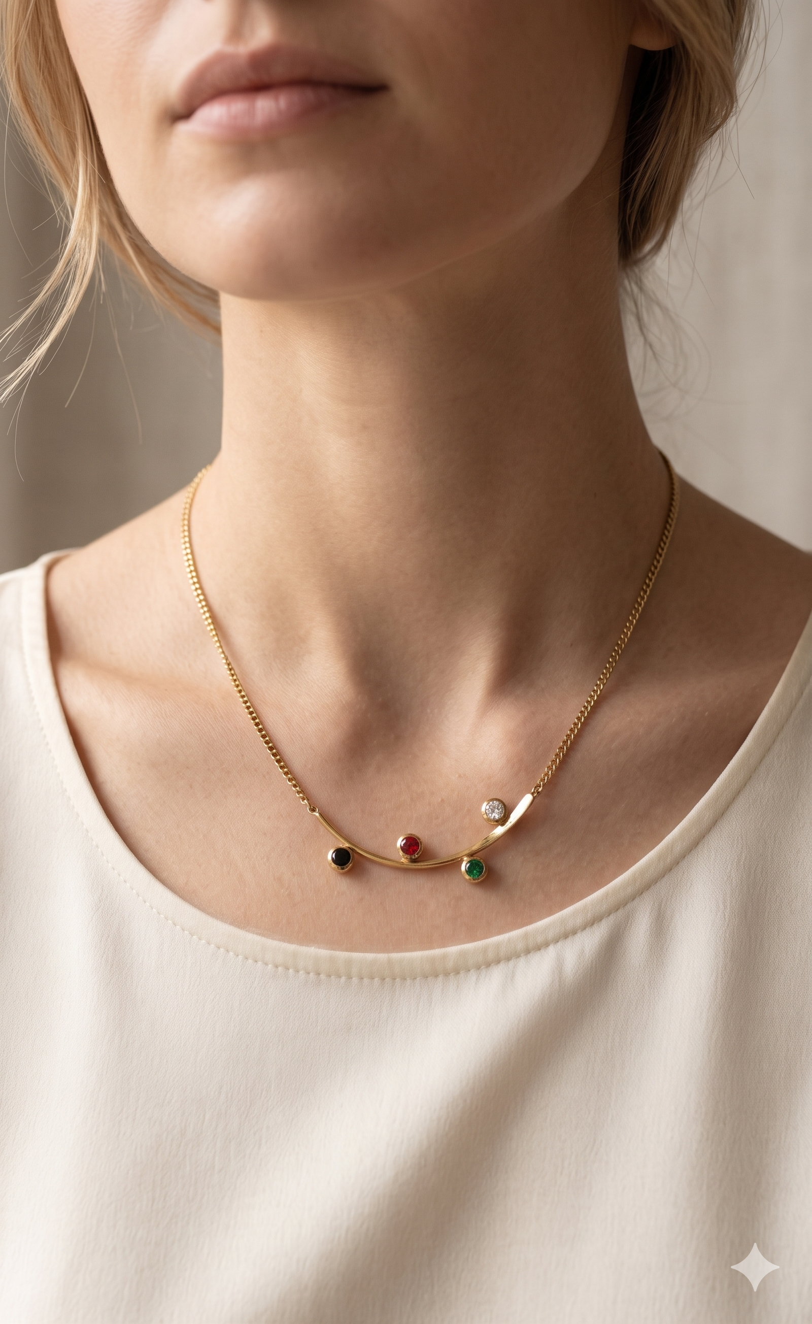 The Celestial Curved Bar Necklace – 18K Gold Plated Anti-Tarnish Crystal Pendant