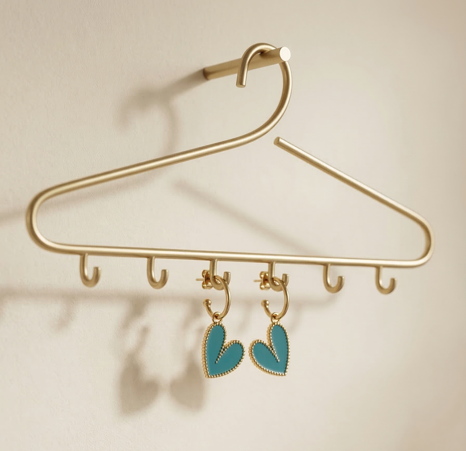 The Azure Heart Studs – Teal Enamel & Gold Beaded Statement Earrings