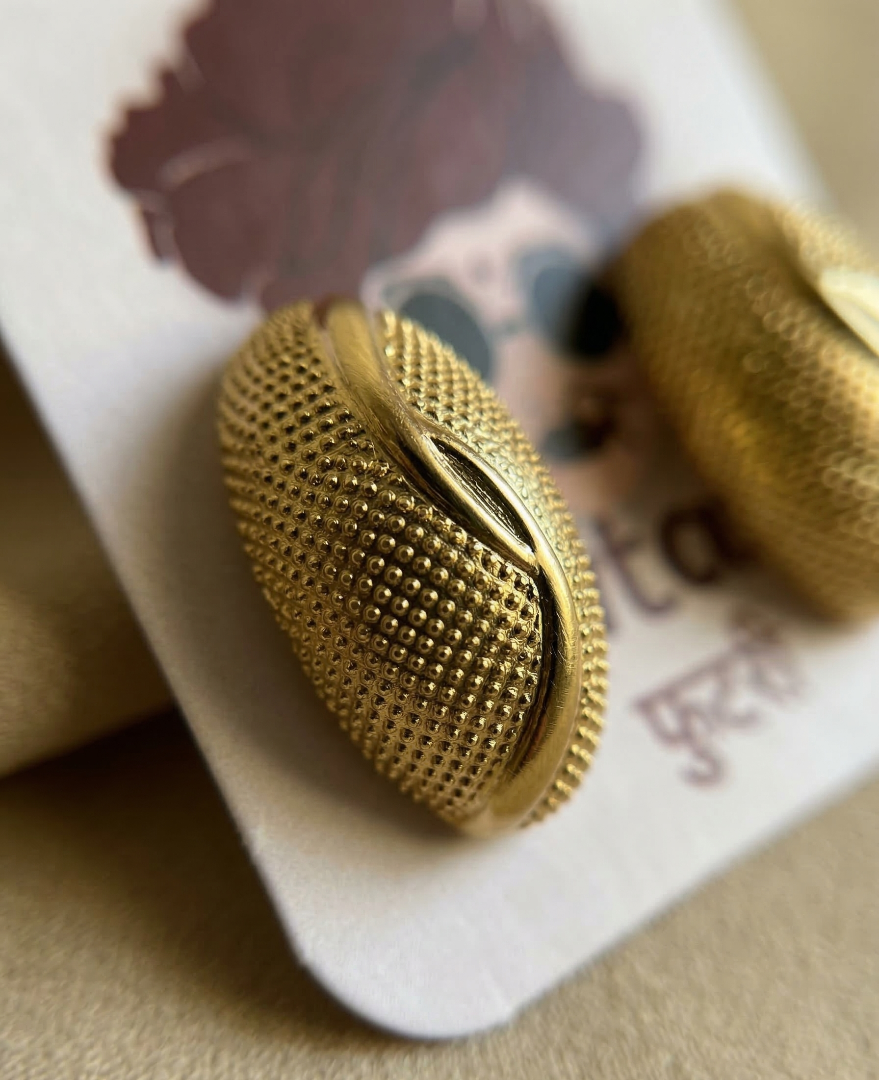 The Veda Textured Capsule Studs – 18K Gold Plated Stainless Steel Anti-Tarnish Earrings