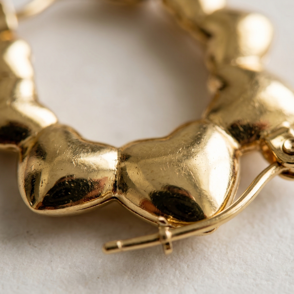 Close-up of a gold bracelet on a light background