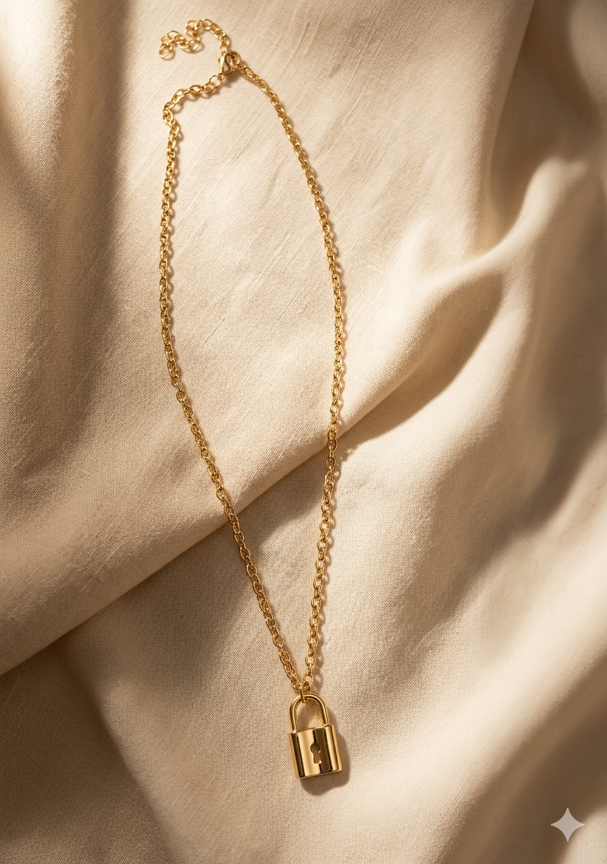 Essential Padlock Pendant Necklace – Bold Gold Plated Statement Chain