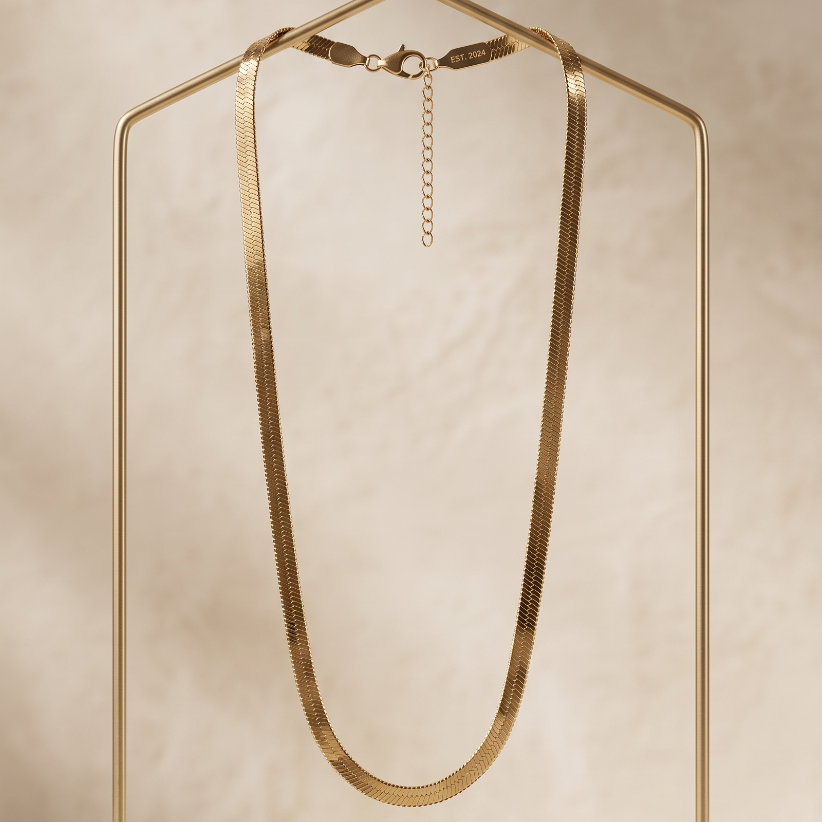 Signature Anti-Tarnish Herringbone Chain | 18K Gold Plated Waterproof Snake Chain Necklace